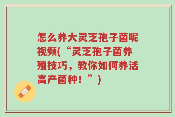 怎么养大灵芝孢子菌呢视频(“灵芝孢子菌养殖技巧,教你如何养活高产菌种!”)-第1张图片-超越 怎么养大灵芝孢子菌呢视频(“灵芝孢子菌养殖技巧,教你如何养活高产菌种!”)-第1张图片-超越