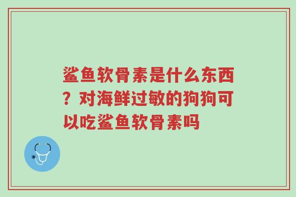 鲨鱼软骨素是什么东西?对海鲜过敏的狗狗可以吃鲨鱼软骨素吗-第1张图片-超越 鲨鱼软骨素是什么东西?对海鲜过敏的狗狗可以吃鲨鱼软骨素吗-第1张图片-超越
