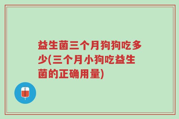 益生菌三个月狗狗吃多少(三个月小狗吃益生菌的正确用量)-第1张图片-超越