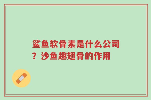 鲨鱼软骨素是什么公司?沙鱼趣翅骨的作用-第1张图片-超越 鲨鱼软骨素是什么公司?沙鱼趣翅骨的作用-第1张图片-超越