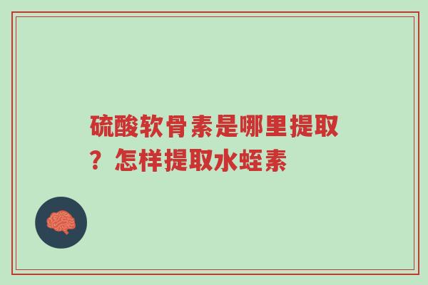 硫酸软骨素是哪里提取?怎样提取水蛭素-第1张图片-超越 硫酸软骨素是哪里提取?怎样提取水蛭素-第1张图片-超越