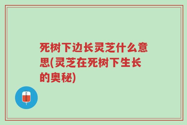 死树下边长灵芝什么意思(灵芝在死树下生长的奥秘)-第1张图片-超越 死树下边长灵芝什么意思(灵芝在死树下生长的奥秘)-第1张图片-超越