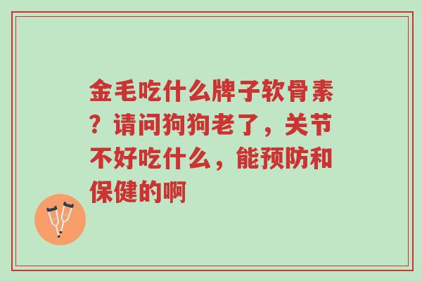 金毛吃什么牌子软骨素?请问狗狗老了,关节不好吃什么,能预防和保健的啊-第1张图片-超越 金毛吃什么牌子软骨素?请问狗狗老了,关节不好吃什么,能预防和保健的啊-第1张图片-超越