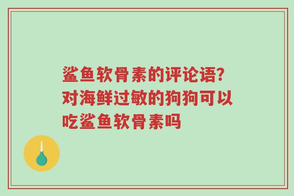 鲨鱼软骨素的评论语？对海鲜过敏的狗狗可以吃鲨鱼软骨素吗-第1张图片-超越