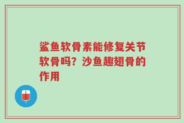 鲨鱼软骨素能修复关节软骨吗？沙鱼趣翅骨的作用-第1张图片-超越
