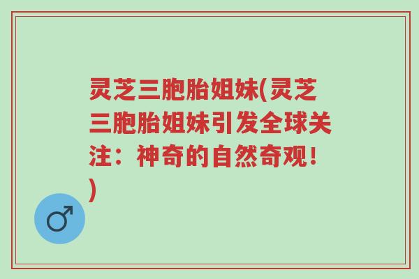 灵芝三胞胎姐妹(灵芝三胞胎姐妹引发全球关注:神奇的自然奇观!)-第1张图片-超越 灵芝三胞胎姐妹(灵芝三胞胎姐妹引发全球关注:神奇的自然奇观!)-第1张图片-超越