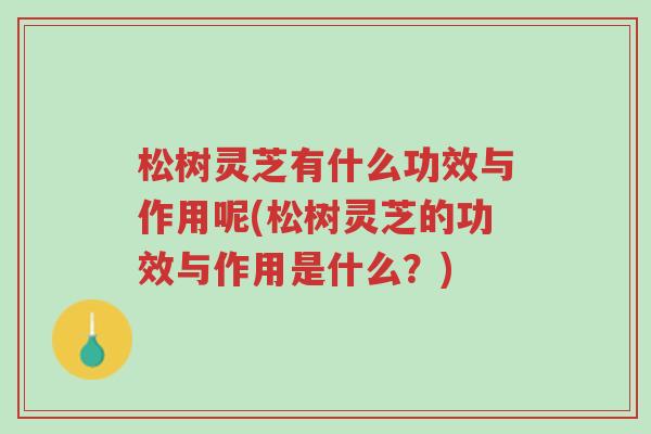 松树灵芝有什么功效与作用呢(松树灵芝的功效与作用是什么?)-第1张图片-超越 松树灵芝有什么功效与作用呢(松树灵芝的功效与作用是什么?)-第1张图片-超越