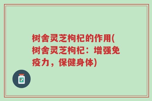 树舍灵芝枸杞的作用(树舍灵芝枸杞:增强免疫力,保健身体)-第1张图片-超越 树舍灵芝枸杞的作用(树舍灵芝枸杞:增强免疫力,保健身体)-第1张图片-超越