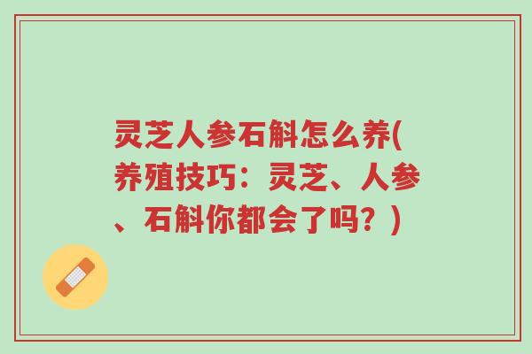 灵芝人参石斛怎么养(养殖技巧：灵芝、人参、石斛你都会了吗？)-第1张图片-超越