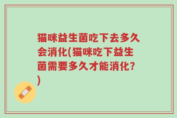 猫咪益生菌吃下去多久会消化(猫咪吃下益生菌需要多久才能消化？)-第1张图片-超越