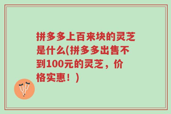 拼多多上百来块的灵芝是什么(拼多多出售不到100元的灵芝,价格实惠!)-第1张图片-超越 拼多多上百来块的灵芝是什么(拼多多出售不到100元的灵芝,价格实惠!)-第1张图片-超越