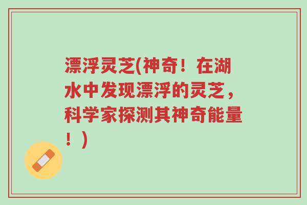 漂浮灵芝(神奇!在湖水中发现漂浮的灵芝,科学家探测其神奇能量!)-第1张图片-超越 漂浮灵芝(神奇!在湖水中发现漂浮的灵芝,科学家探测其神奇能量!)-第1张图片-超越