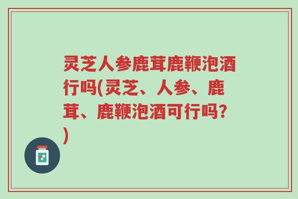 灵芝人参鹿茸鹿鞭泡酒行吗(灵芝、人参、鹿茸、鹿鞭泡酒可行吗?)-第1张图片-超越 灵芝人参鹿茸鹿鞭泡酒行吗(灵芝、人参、鹿茸、鹿鞭泡酒可行吗?)-第1张图片-超越