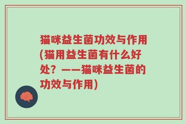 猫咪益生菌功效与作用(猫用益生菌有什么好处?——猫咪益生菌的功效与作用)-第1张图片-超越 猫咪益生菌功效与作用(猫用益生菌有什么好处?——猫咪益生菌的功效与作用)-第1张图片-超越