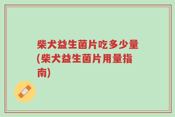 柴犬益生菌片吃多少量(柴犬益生菌片用量指南)-第1张图片-超越 柴犬益生菌片吃多少量(柴犬益生菌片用量指南)-第1张图片-超越