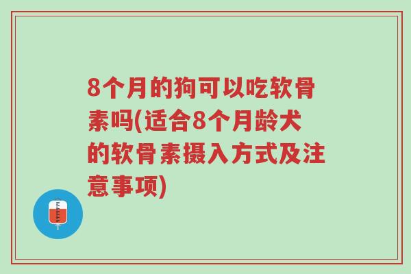 8个月的狗可以吃软骨素吗(适合8个月龄犬的软骨素摄入方式及注意事项)-第1张图片-超越