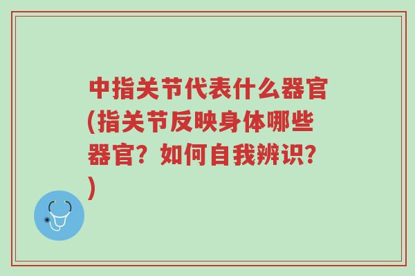 中指关节代表什么器官(指关节反映身体哪些器官?如何自我辨识?)-第1张图片-超越 中指关节代表什么器官(指关节反映身体哪些器官?如何自我辨识?)-第1张图片-超越