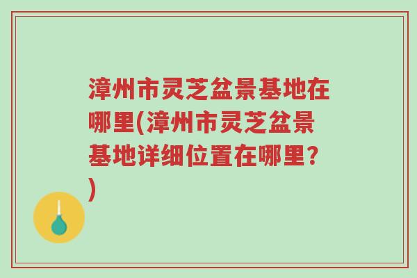 漳州市灵芝盆景基地在哪里(漳州市灵芝盆景基地详细位置在哪里?)-第1张图片-超越 漳州市灵芝盆景基地在哪里(漳州市灵芝盆景基地详细位置在哪里?)-第1张图片-超越