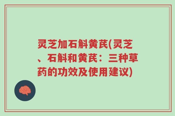 灵芝加石斛黄芪(灵芝、石斛和黄芪:三种草药的功效及使用建议)-第1张图片-超越 灵芝加石斛黄芪(灵芝、石斛和黄芪:三种草药的功效及使用建议)-第1张图片-超越