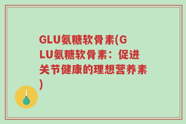 GLU氨糖软骨素(GLU氨糖软骨素:促进关节健康的理想营养素)-第1张图片-超越 GLU氨糖软骨素(GLU氨糖软骨素:促进关节健康的理想营养素)-第1张图片-超越