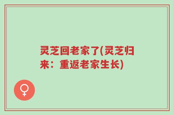灵芝回老家了(灵芝归来:重返老家生长)-第1张图片-超越 灵芝回老家了(灵芝归来:重返老家生长)-第1张图片-超越