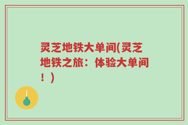 灵芝地铁大单间(灵芝地铁之旅:体验大单间!)-第1张图片-超越 灵芝地铁大单间(灵芝地铁之旅:体验大单间!)-第1张图片-超越