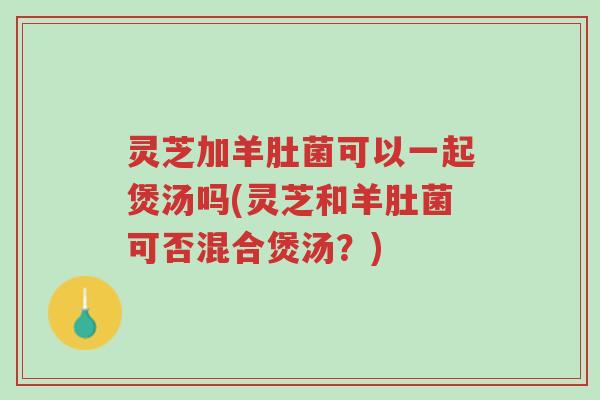 灵芝加羊肚菌可以一起煲汤吗(灵芝和羊肚菌可否混合煲汤?)-第1张图片-超越 灵芝加羊肚菌可以一起煲汤吗(灵芝和羊肚菌可否混合煲汤?)-第1张图片-超越