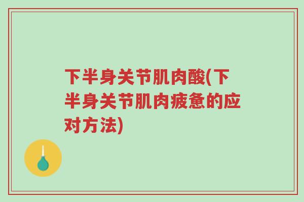 下半身关节肌肉酸(下半身关节肌肉疲惫的应对方法)-第1张图片-超越 下半身关节肌肉酸(下半身关节肌肉疲惫的应对方法)-第1张图片-超越