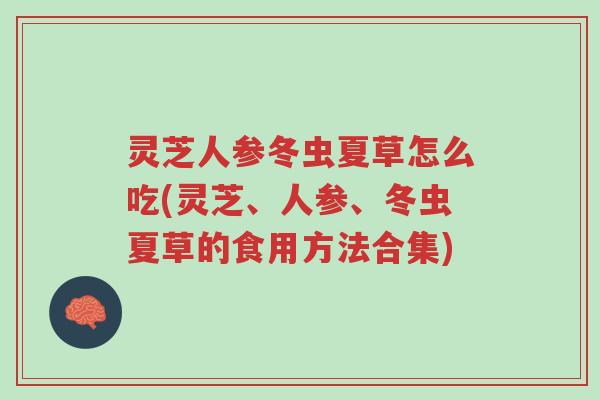 灵芝人参冬虫夏草怎么吃(灵芝、人参、冬虫夏草的食用方法合集)-第1张图片-超越 灵芝人参冬虫夏草怎么吃(灵芝、人参、冬虫夏草的食用方法合集)-第1张图片-超越