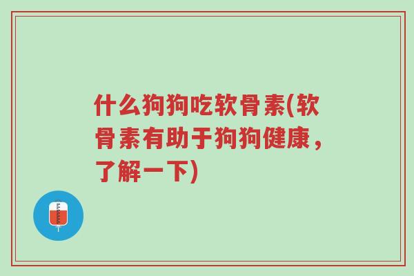 什么狗狗吃软骨素(软骨素有助于狗狗健康，了解一下)-第1张图片-超越
