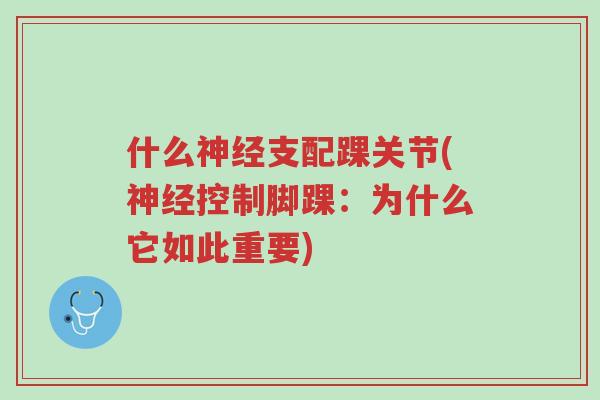 什么神经支配踝关节(神经控制脚踝：为什么它如此重要)-第1张图片-超越