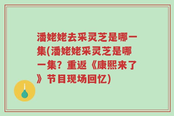 潘姥姥去采灵芝是哪一集(潘姥姥采灵芝是哪一集?重返《康熙来了》节目现场回忆)-第1张图片-超越 潘姥姥去采灵芝是哪一集(潘姥姥采灵芝是哪一集?重返《康熙来了》节目现场回忆)-第1张图片-超越