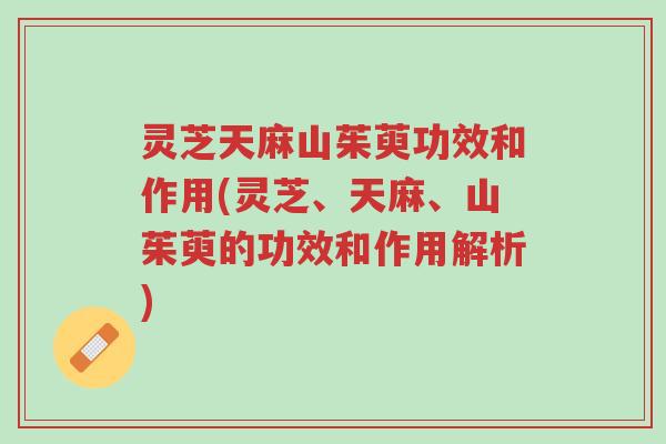 灵芝天麻山茱萸功效和作用(灵芝、天麻、山茱萸的功效和作用解析)-第1张图片-超越 灵芝天麻山茱萸功效和作用(灵芝、天麻、山茱萸的功效和作用解析)-第1张图片-超越