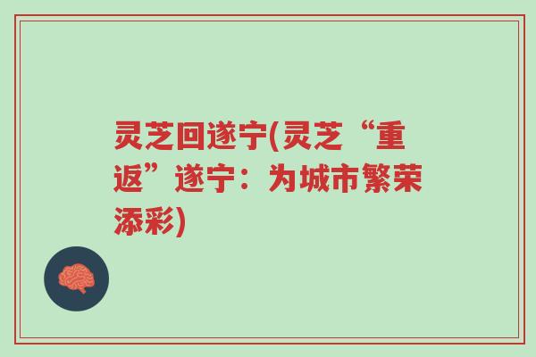 灵芝回遂宁(灵芝“重返”遂宁:为城市繁荣添彩)-第1张图片-超越 灵芝回遂宁(灵芝“重返”遂宁:为城市繁荣添彩)-第1张图片-超越