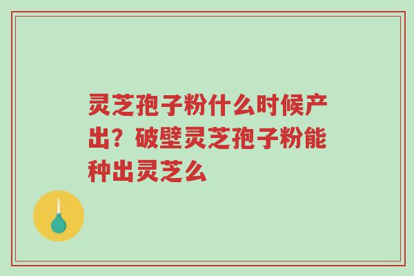 灵芝孢子粉什么时候产出？破壁灵芝孢子粉能种出灵芝么-第1张图片-超越