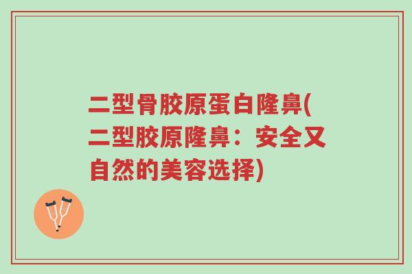 二型骨胶原蛋白隆鼻(二型胶原隆鼻:安全又自然的美容选择)-第1张图片-超越 二型骨胶原蛋白隆鼻(二型胶原隆鼻:安全又自然的美容选择)-第1张图片-超越