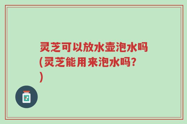 灵芝可以放水壶泡水吗(灵芝能用来泡水吗？)-第1张图片-超越