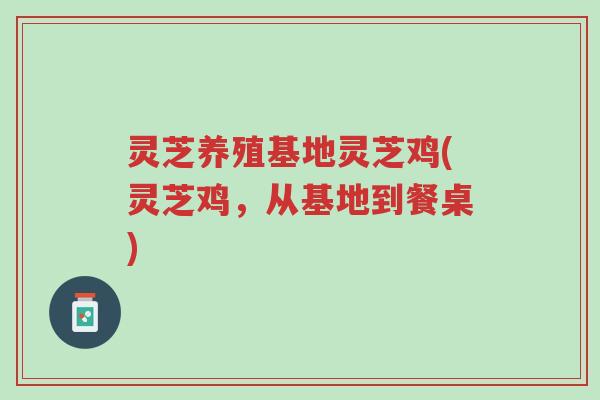 灵芝养殖基地灵芝鸡(灵芝鸡,从基地到餐桌)-第1张图片-超越 灵芝养殖基地灵芝鸡(灵芝鸡,从基地到餐桌)-第1张图片-超越