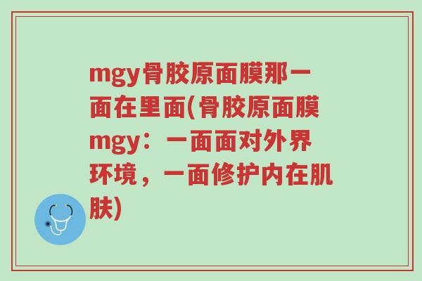 mgy骨胶原面膜那一面在里面(骨胶原面膜mgy:一面面对外界环境,一面修护内在肌肤)-第1张图片-超越 mgy骨胶原面膜那一面在里面(骨胶原面膜mgy:一面面对外界环境,一面修护内在肌肤)-第1张图片-超越