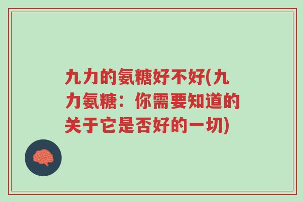 九力的氨糖好不好(九力氨糖:你需要知道的关于它是否好的一切)-第1张图片-超越 九力的氨糖好不好(九力氨糖:你需要知道的关于它是否好的一切)-第1张图片-超越