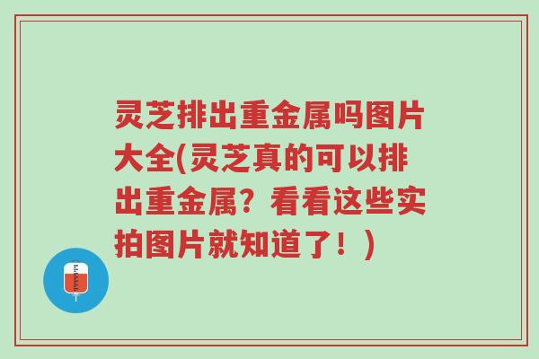 灵芝排出重金属吗图片大全(灵芝真的可以排出重金属？看看这些实拍图片就知道了！)-第1张图片-超越