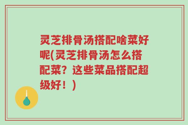 灵芝排骨汤搭配啥菜好呢(灵芝排骨汤怎么搭配菜？这些菜品搭配超级好！)-第1张图片-超越