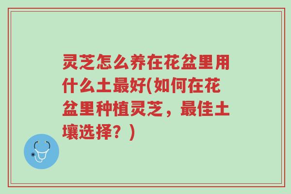 灵芝怎么养在花盆里用什么土最好(如何在花盆里种植灵芝,最佳土壤选择?)-第1张图片-超越 灵芝怎么养在花盆里用什么土最好(如何在花盆里种植灵芝,最佳土壤选择?)-第1张图片-超越