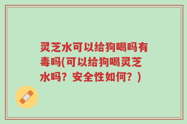 灵芝水可以给狗喝吗有毒吗(可以给狗喝灵芝水吗？安全性如何？)-第1张图片-超越