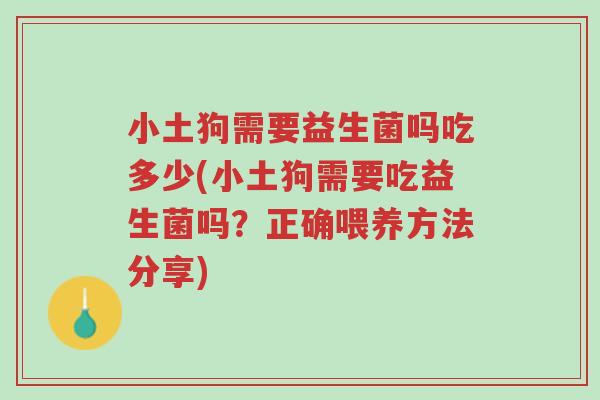 小土狗需要益生菌吗吃多少(小土狗需要吃益生菌吗?正确喂养方法分享)-第1张图片-超越 小土狗需要益生菌吗吃多少(小土狗需要吃益生菌吗?正确喂养方法分享)-第1张图片-超越