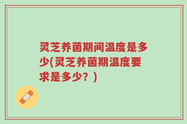 灵芝养菌期间温度是多少(灵芝养菌期温度要求是多少?)-第1张图片-超越 灵芝养菌期间温度是多少(灵芝养菌期温度要求是多少?)-第1张图片-超越