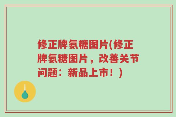 修正牌氨糖图片(修正牌氨糖图片，改善关节问题：新品上市！)-第1张图片-超越