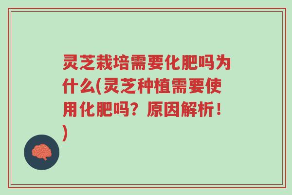 灵芝栽培需要化肥吗为什么(灵芝种植需要使用化肥吗？原因解析！)-第1张图片-超越