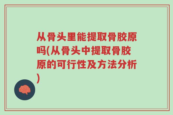从骨头里能提取骨胶原吗(从骨头中提取骨胶原的可行性及方法分析)-第1张图片-超越