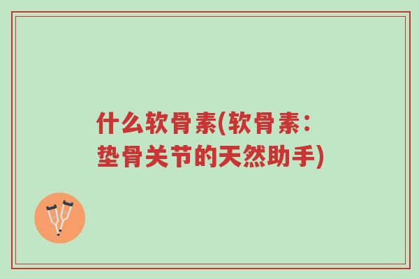 什么软骨素(软骨素:垫骨关节的天然助手)-第1张图片-超越 什么软骨素(软骨素:垫骨关节的天然助手)-第1张图片-超越